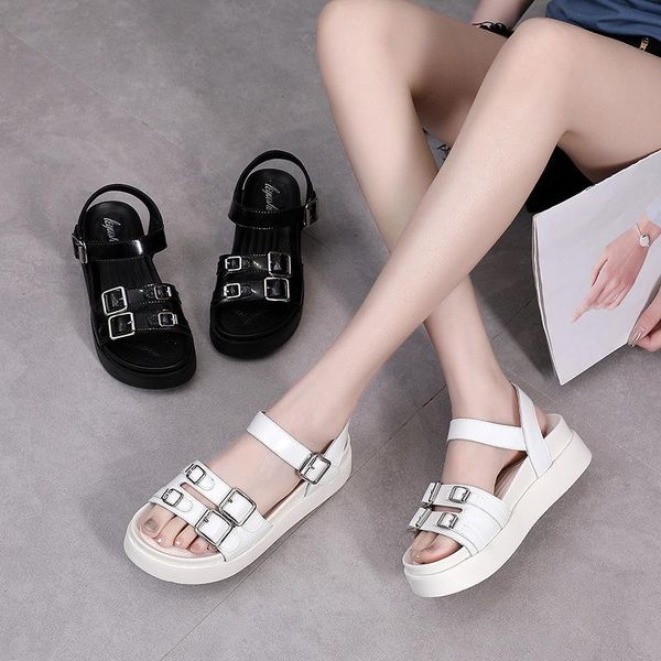 sandals 2021 summer net red one line women's thick bottom slope heel real belt buckle muffin roman, Black
sandals 2021 summer net red one line women's thick bottom slope heel real belt buckle muffin roman, Black