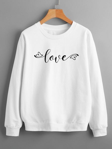 letter graphic round neck sweatshirt i3vi#, White;black 
letter graphic round neck sweatshirt i3vi#, White;black