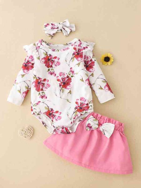 baby floral print ruffle trim bodysuit & bow front skirt with headband she, White
baby floral print ruffle trim bodysuit & bow front skirt with headband she, White