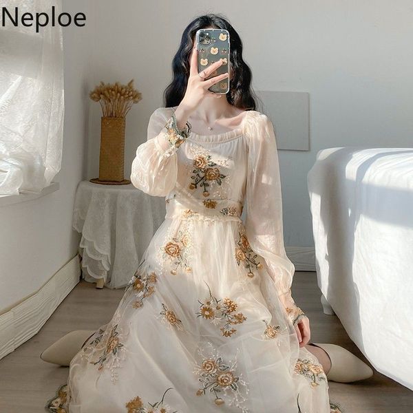 neploe floral embroidered party dress women korean robe vintage high waist long sleeve slim dresses elegant gauze maxi vestidos 210422, Black;gray
neploe floral embroidered party dress women korean robe vintage high waist long sleeve slim dresses elegant gauze maxi vestidos 210422, Black;gray
