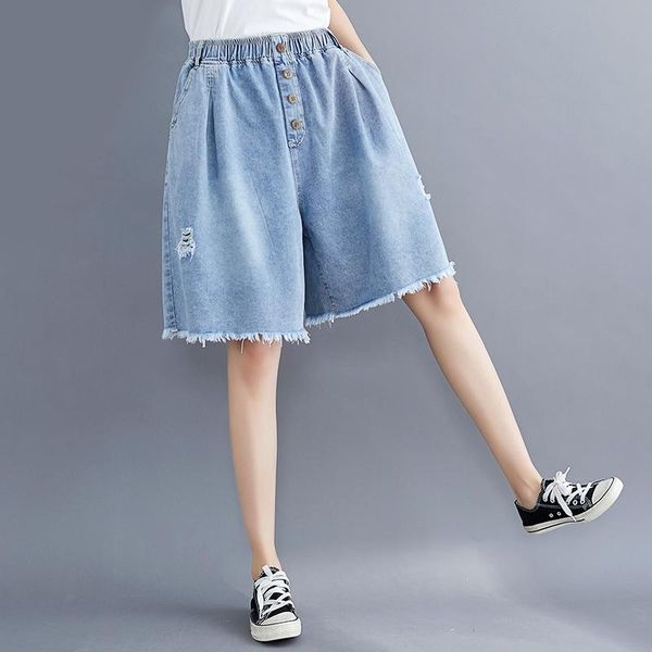 women's jeans 2021 summer denim shorts female fashion solid color elastic waist loose casual women wide-leg pants, Blue
women's jeans 2021 summer denim shorts female fashion solid color elastic waist loose casual women wide-leg pants, Blue