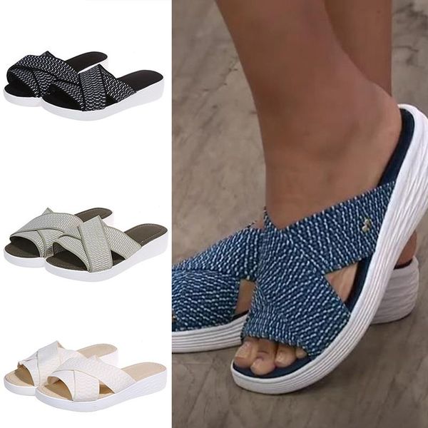 slippers 2021 women wedge womens beach sandals summer casual shoes female platform slides ladies, Black 
slippers 2021 women wedge womens beach sandals summer casual shoes female platform slides ladies, Black