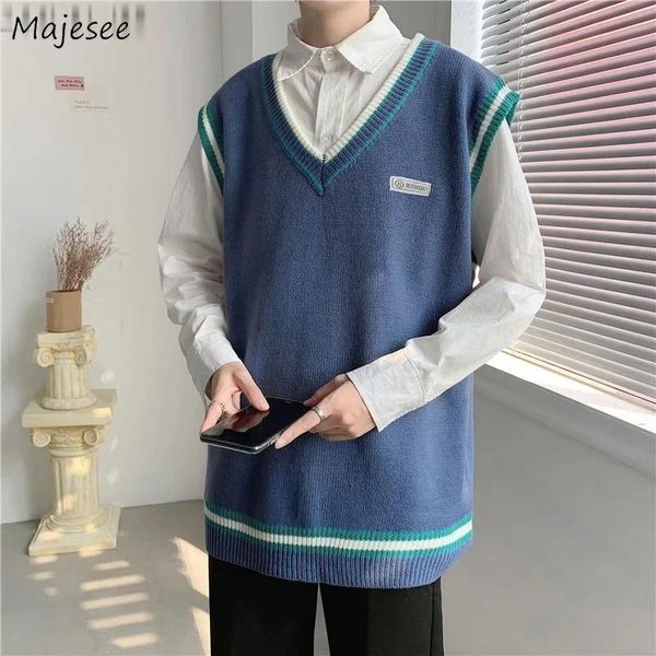 men sweater vest v-neck sleeveless knitwear teenager preppy baggy simple vests ulzzang cozy trendy all-match outwear oversized men's, Black;white
men sweater vest v-neck sleeveless knitwear teenager preppy baggy simple vests ulzzang cozy trendy all-match outwear oversized men's, Black;white