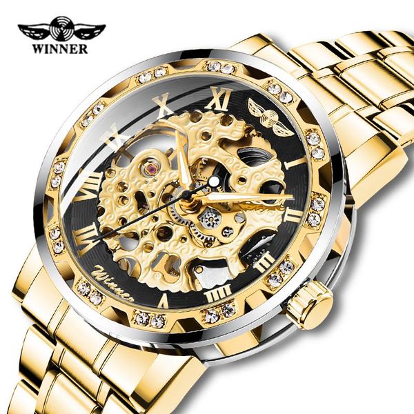 winner golden watches classic rhinestone roman analog male skeleton watch automatic mechanical stainless steel band clock wristwatches, Slivery;brown
winner golden watches classic rhinestone roman analog male skeleton watch automatic mechanical stainless steel band clock wristwatches, Slivery;brown