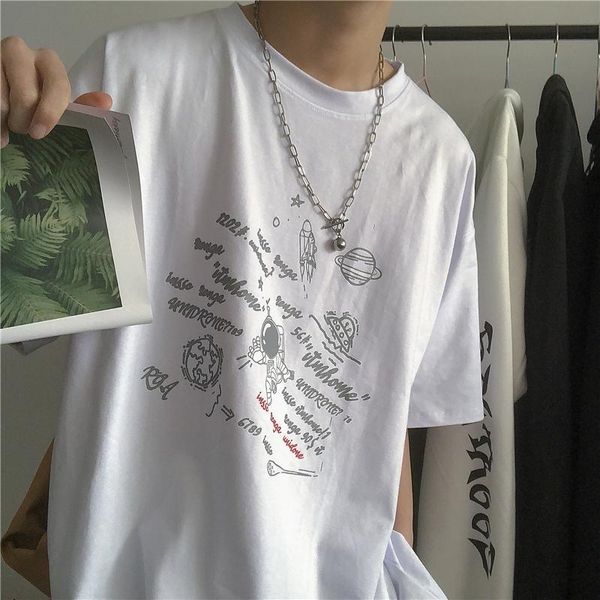 women's t-shirt sakurada kawashima ins korean style 2021 summer graffiti small astronaut loose short sleeve female fashion, White
women's t-shirt sakurada kawashima ins korean style 2021 summer graffiti small astronaut loose short sleeve female fashion, White