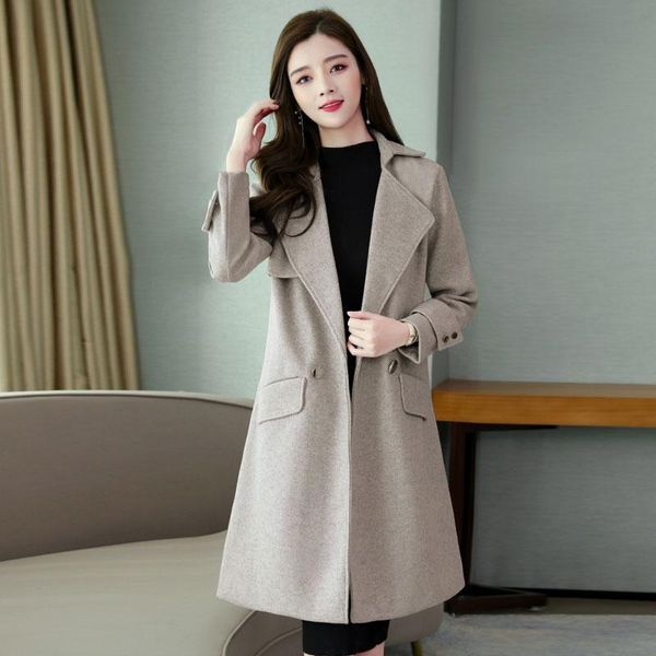 women's wool & blends 2021 autumn and winter woolen coat female mid-long korean temperament outerwear, Black
women's wool & blends 2021 autumn and winter woolen coat female mid-long korean temperament outerwear, Black