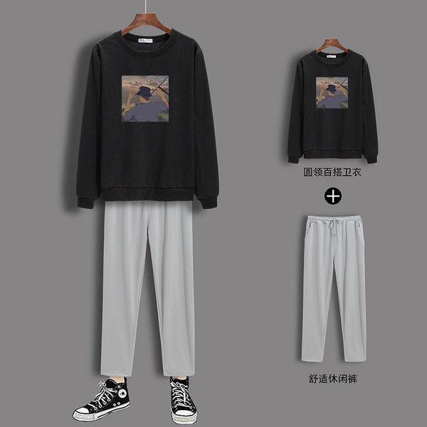 men's tracksuits autumn student sportswear men winter printed pullover round neck sweater loose drawstring cropped trousers outdoor, Gray
men's tracksuits autumn student sportswear men winter printed pullover round neck sweater loose drawstring cropped trousers outdoor, Gray