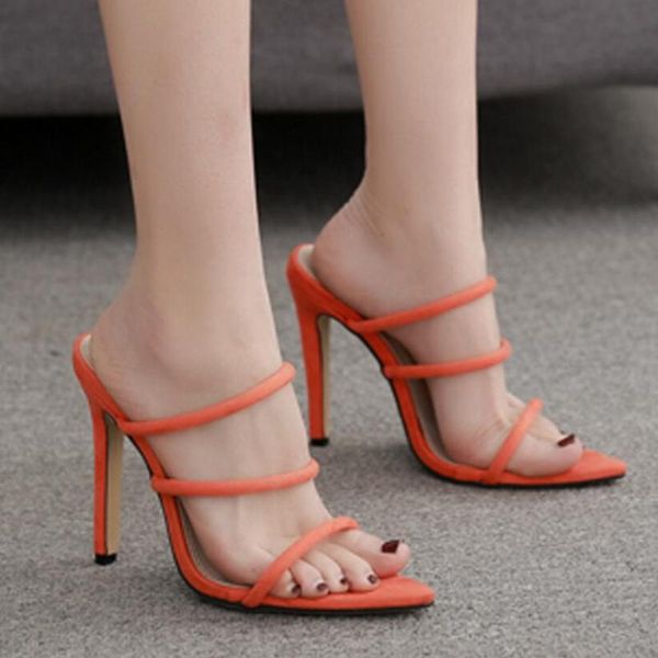 slippers three narrow band high heel women suede leather flip flops pointed open toe slides summer shoes thin heeled slippers459, Black
slippers three narrow band high heel women suede leather flip flops pointed open toe slides summer shoes thin heeled slippers459, Black