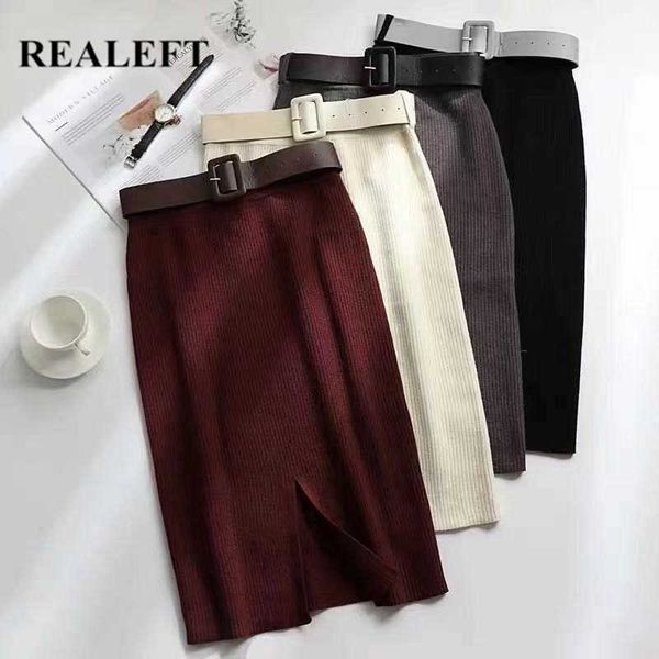 realeft autumn winter women's elegant knitting sheath midi skirts with belted high waist wrap skirt back split pencil skirt 211119, Black
realeft autumn winter women's elegant knitting sheath midi skirts with belted high waist wrap skirt back split pencil skirt 211119, Black