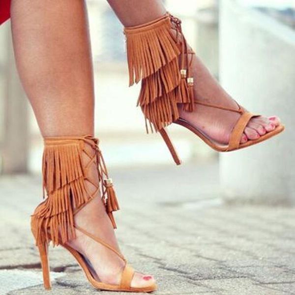 ladies gladiator suede leather tassel covered open toe sandals women fringed lace up female stiletto heels sandalias shoes dress, Black
ladies gladiator suede leather tassel covered open toe sandals women fringed lace up female stiletto heels sandalias shoes dress, Black
