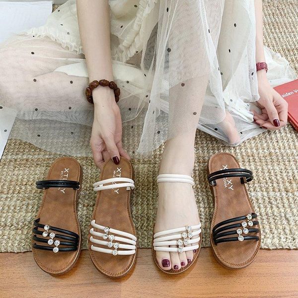 women summer fairy style with little fresh belt flat sandal girl beach slippers female shoe sandals, Black
women summer fairy style with little fresh belt flat sandal girl beach slippers female shoe sandals, Black