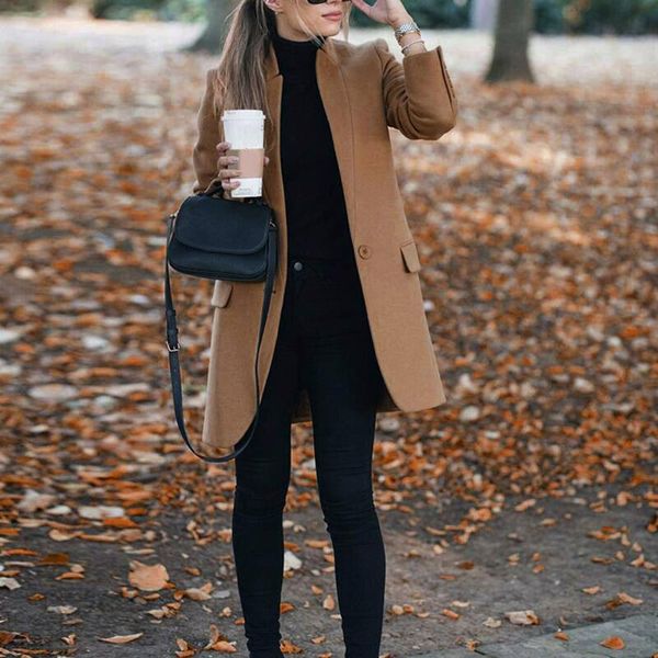 women's wool & blends women solid overcoats 2021 autumn winter long sleeve casual oversize outwear jackets plus size one button coat #t, Black
women's wool & blends women solid overcoats 2021 autumn winter long sleeve casual oversize outwear jackets plus size one button coat #t, Black
