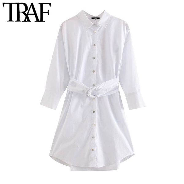 women chic fashion with belt button-up mini shirt dress vintage three quarter sleeves loose female dresses mujer 210507, Black;gray
women chic fashion with belt button-up mini shirt dress vintage three quarter sleeves loose female dresses mujer 210507, Black;gray