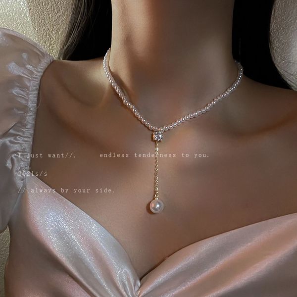 2021 new pearl diamond clavicle chain korean ins small fragrance necklace, minority design, fashionable temperament necklace, Silver
2021 new pearl diamond clavicle chain korean ins small fragrance necklace, minority design, fashionable temperament necklace, Silver
