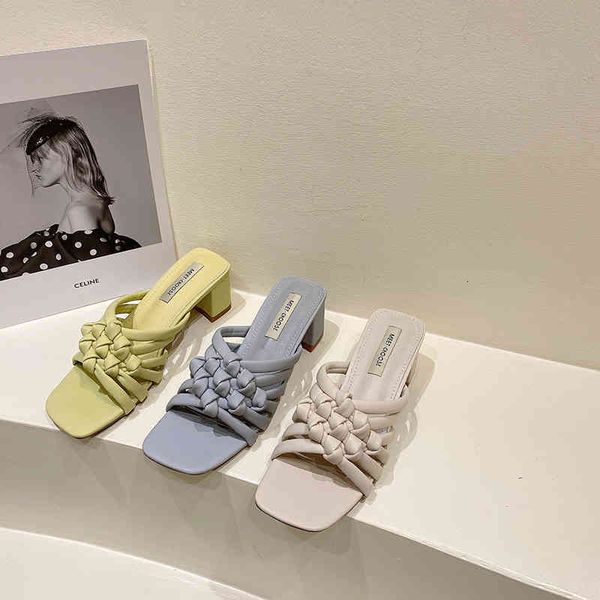 slippers fashion summer open toe slides pumps shoes beige/green/blue weave thick high heels slip on elegant dress woman z706, Black
slippers fashion summer open toe slides pumps shoes beige/green/blue weave thick high heels slip on elegant dress woman z706, Black