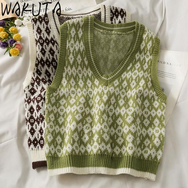 women's vests wakuta knitted vest sweater pullover women korean style v neck all match 3 colors knit sleeveless tank female, Black;white
women's vests wakuta knitted vest sweater pullover women korean style v neck all match 3 colors knit sleeveless tank female, Black;white