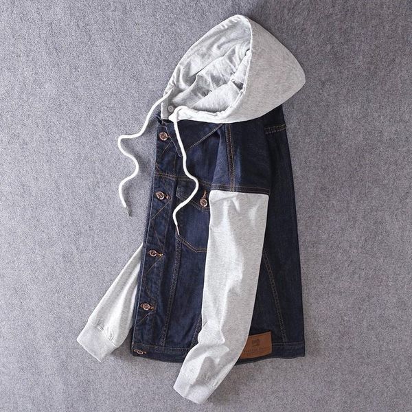 men's jackets spring fashion patchwork denim jacket men streetwear slim fit hooded safari outwear single breasted casual cowboy jean co, Black;brown
men's jackets spring fashion patchwork denim jacket men streetwear slim fit hooded safari outwear single breasted casual cowboy jean co, Black;brown