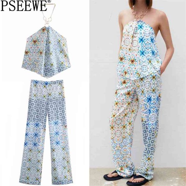set woman 2 pieces patchwork halter crop female two piece women summer casual hight waist wide leg pants suit 210519, White
set woman 2 pieces patchwork halter crop female two piece women summer casual hight waist wide leg pants suit 210519, White