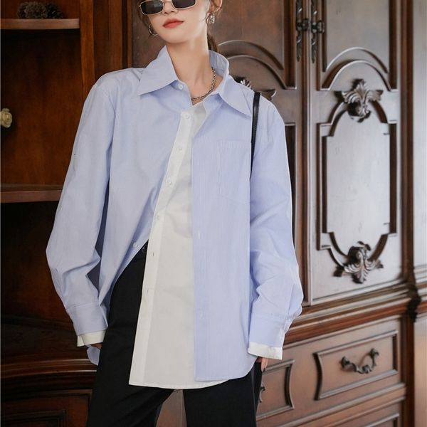 women's two piece pants desinger pathcwork long sleeve shirt women and blouses light blue button up collar casual autumn spri, White
women's two piece pants desinger pathcwork long sleeve shirt women and blouses light blue button up collar casual autumn spri, White