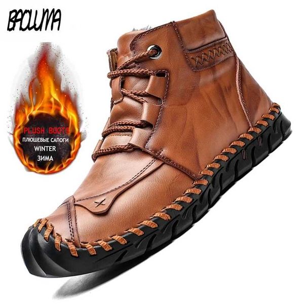brand classic winter men's boots thick plush warm men's snow boots handmade man ankle boots waterproof non-slip man moccasins 2112, Black
brand classic winter men's boots thick plush warm men's snow boots handmade man ankle boots waterproof non-slip man moccasins 2112, Black