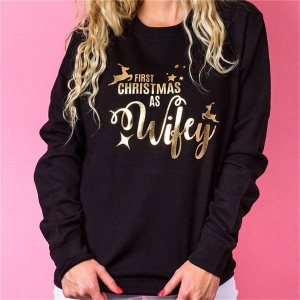 women's hoodies & sweatshirts first christmas as wifey holographic letter print women kpop cute graphic sweatshirt xmas pullover ladies, Black
women's hoodies & sweatshirts first christmas as wifey holographic letter print women kpop cute graphic sweatshirt xmas pullover ladies, Black