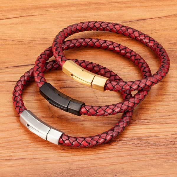 charm bracelets trendy classic braid couple geometric stainless steel magnetic buckle black brown red simple mens bracelet jewelry, Golden;silver
charm bracelets trendy classic braid couple geometric stainless steel magnetic buckle black brown red simple mens bracelet jewelry, Golden;silver