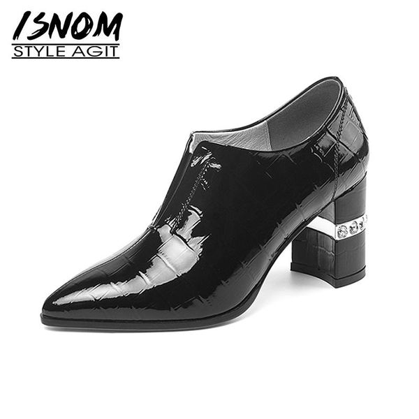 dress shoes isnom patent leather woman pointed toe crystal heel pumps thick high heels women slip on ladies big size, Black
dress shoes isnom patent leather woman pointed toe crystal heel pumps thick high heels women slip on ladies big size, Black