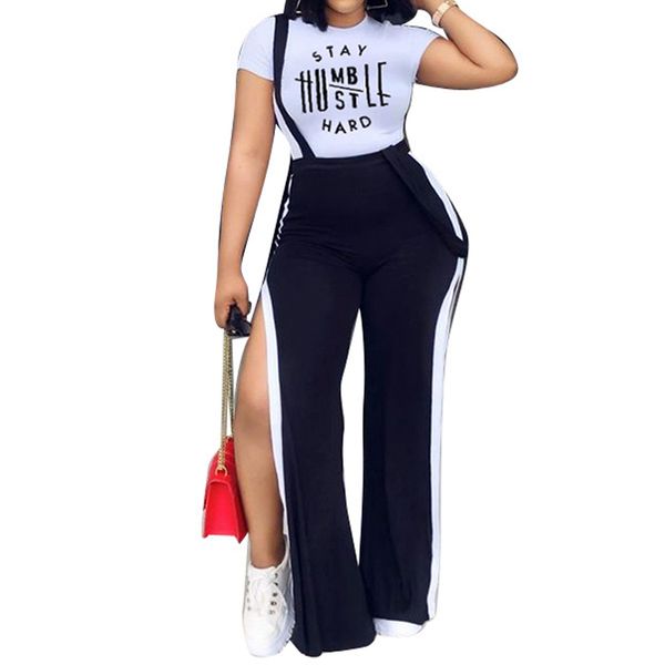 summer women elegant letter o-neck printed t-shirt & split loose overalls pant two piece set pant set 210521, White
summer women elegant letter o-neck printed t-shirt & split loose overalls pant two piece set pant set 210521, White
