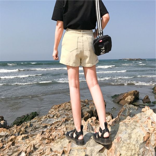 women's shorts gu lanxian summer high waist thin curled denim loose wide leg casual pants, White;black
women's shorts gu lanxian summer high waist thin curled denim loose wide leg casual pants, White;black