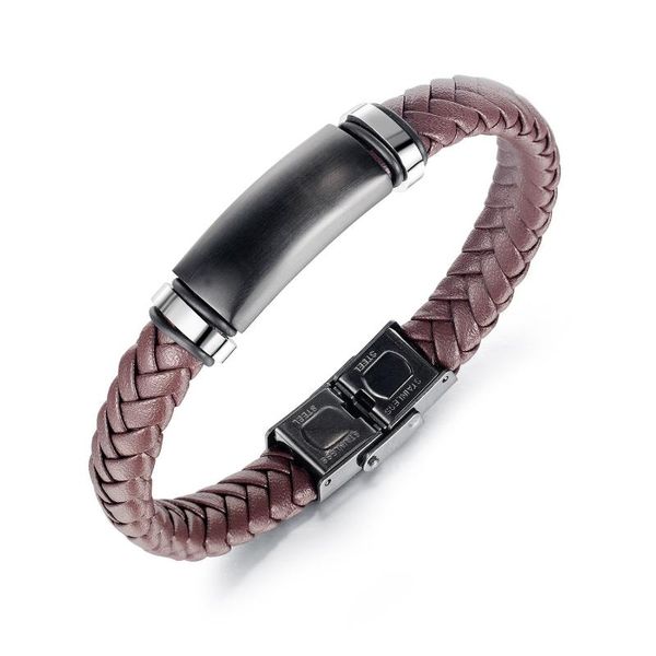 charm bracelets fashion men's leather bracelet simple retro braided titanium steel creative woven jewelry for male, Golden;silver
charm bracelets fashion men's leather bracelet simple retro braided titanium steel creative woven jewelry for male, Golden;silver