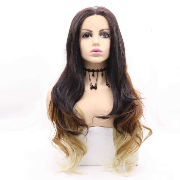 sylvia's long curly brown dyed headgear with lace like filaments in front, Black;brown
sylvia's long curly brown dyed headgear with lace like filaments in front, Black;brown