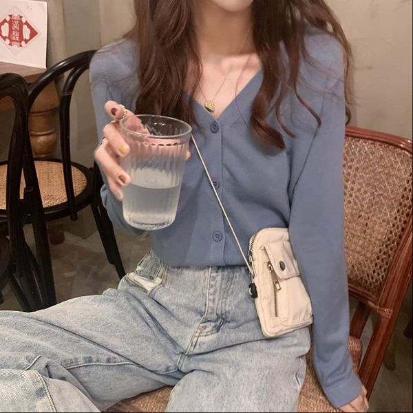 spring and womens sweaters summer women button front crop knitted v neck ribbed knit cardigans sweater for, White;black
spring and womens sweaters summer women button front crop knitted v neck ribbed knit cardigans sweater for, White;black
