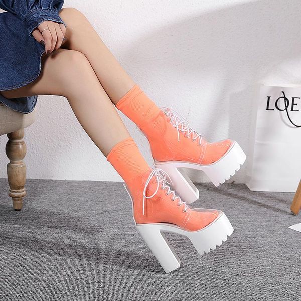 bar dj nightclub ds stage gogo show transparent 14cm ultra-high heeled thick-soled women's waterproof table thick heel boots, Black
bar dj nightclub ds stage gogo show transparent 14cm ultra-high heeled thick-soled women's waterproof table thick heel boots, Black