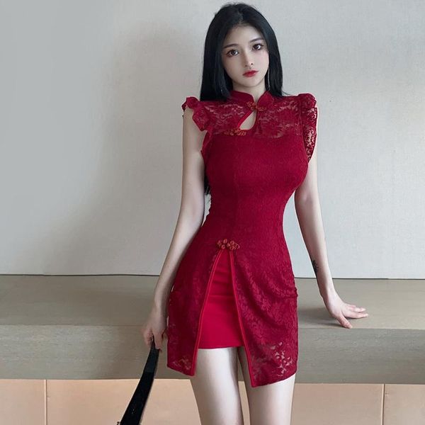 ethnic clothing women vintage red black cheongsam chinese style retro qipao korean fashion lace dresses lady elegant wedding dress vest
ethnic clothing women vintage red black cheongsam chinese style retro qipao korean fashion lace dresses lady elegant wedding dress vest