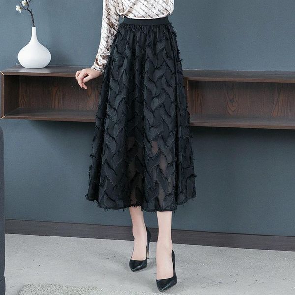 skirts 2021 spring feather tassels women black midi long elastic waist a-line elegant skirt 2964ly
skirts 2021 spring feather tassels women black midi long elastic waist a-line elegant skirt 2964ly