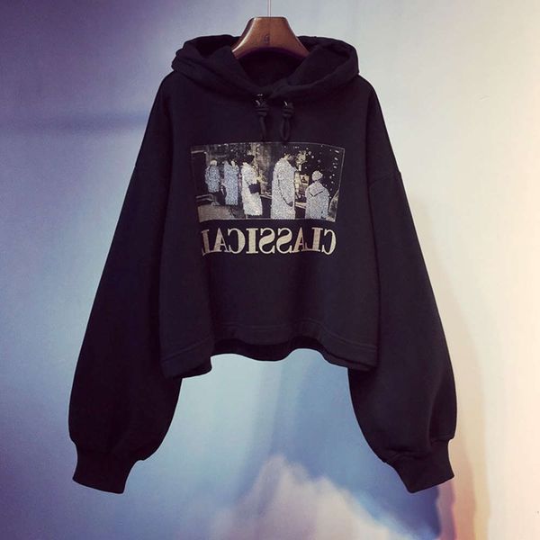 women's hoodies & sweatshirts hoodie short sweater spring and autumn thin korean ins fashion lazy style bf loose long sleeve hooded coa, Black
women's hoodies & sweatshirts hoodie short sweater spring and autumn thin korean ins fashion lazy style bf loose long sleeve hooded coa, Black