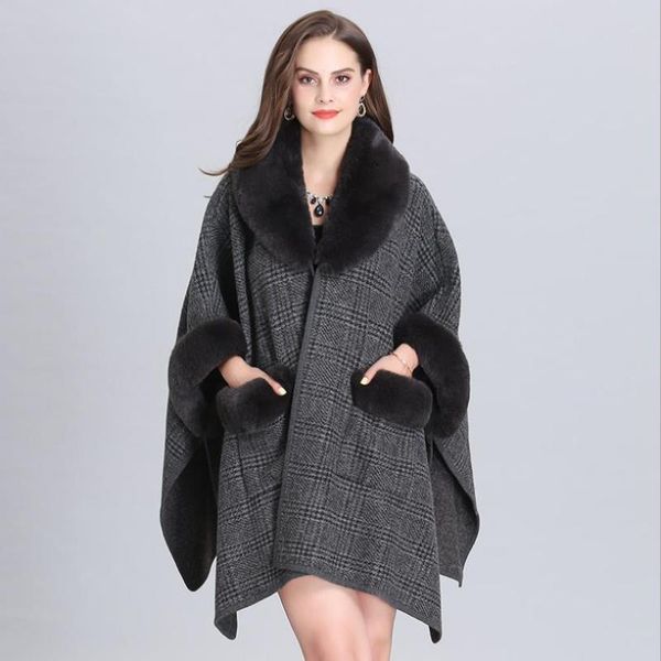 women's fur & faux 2021 winter europe oversize loose imitation collar knit coat female bat sleeve cardigan shawl cloak jackets f211, Black
women's fur & faux 2021 winter europe oversize loose imitation collar knit coat female bat sleeve cardigan shawl cloak jackets f211, Black