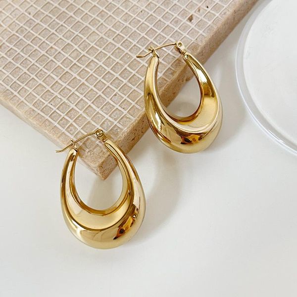 hoop & huggie monlansher geometric large oval earrings gold color glossy titanium steel for women french classy jewelry, Golden;silver
hoop & huggie monlansher geometric large oval earrings gold color glossy titanium steel for women french classy jewelry, Golden;silver