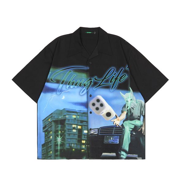 high street sieve print patchwork summer shirts for men and women short sleeve lapel oversize hawaii, White;black
high street sieve print patchwork summer shirts for men and women short sleeve lapel oversize hawaii, White;black