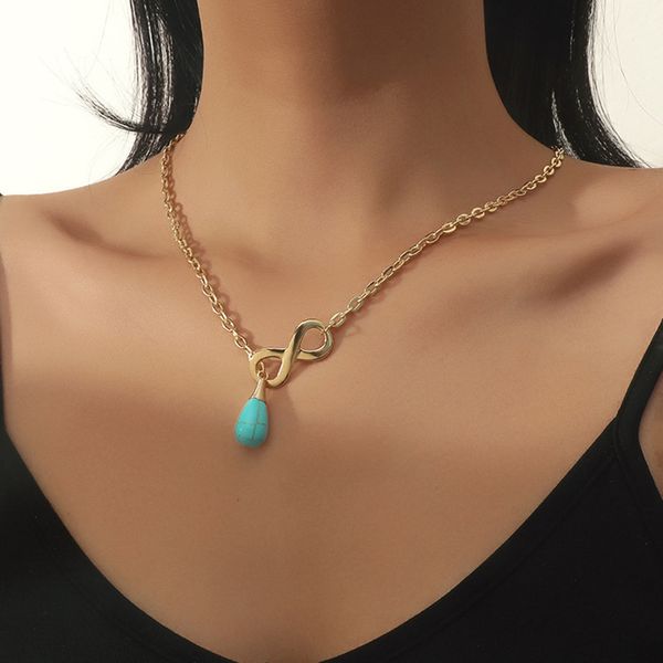8-character turquoise pendant necklace simple and fashionable metal female ins wind turquoise clavicle chain, Silver
8-character turquoise pendant necklace simple and fashionable metal female ins wind turquoise clavicle chain, Silver