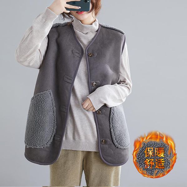 women's vests autumn and winter lamb hair vest women 2021 loose both sides wear suede sleeveless outwear fashion waistcoats, Black;white
women's vests autumn and winter lamb hair vest women 2021 loose both sides wear suede sleeveless outwear fashion waistcoats, Black;white