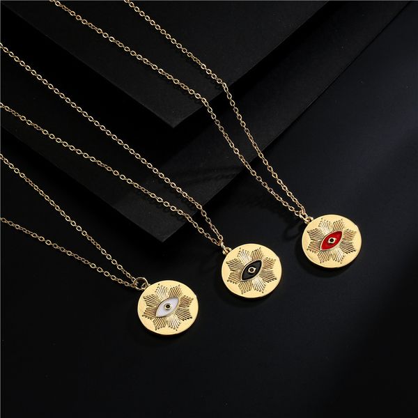 aogu fashion three color oil dripping devil's eye necklace gold disc maple leaf pendant female, Silver
aogu fashion three color oil dripping devil's eye necklace gold disc maple leaf pendant female, Silver