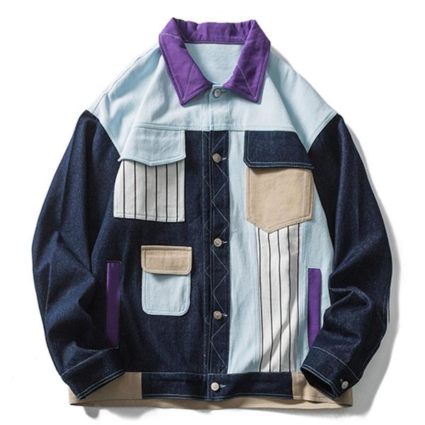 men's jackets lacible jacket vintage multi pockets color block denim patchwork jacekts coats streetwear hip hop harajuku casual outwear, Black;brown
men's jackets lacible jacket vintage multi pockets color block denim patchwork jacekts coats streetwear hip hop harajuku casual outwear, Black;brown