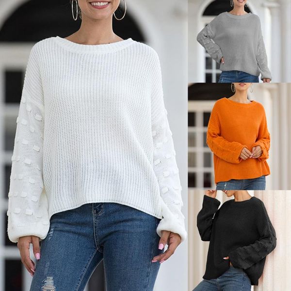 women's sweaters 2021 autumn winter sweater long sleeve lantern o-neck solid tree knitting female casual, White;black
women's sweaters 2021 autumn winter sweater long sleeve lantern o-neck solid tree knitting female casual, White;black