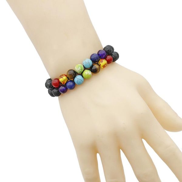 beaded, strands european and american fashion simple advanced sense 8mm volcanic stone seven chakra yoga double-layer beaded bracelet, Black
beaded, strands european and american fashion simple advanced sense 8mm volcanic stone seven chakra yoga double-layer beaded bracelet, Black