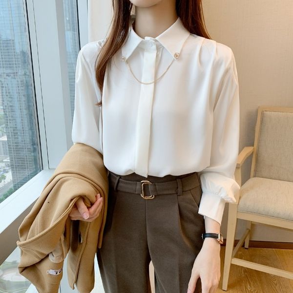 women blusas mujer de moda solid color blouses shirt blouse long sleeve chain neck white 905h 210420
women blusas mujer de moda solid color blouses shirt blouse long sleeve chain neck white 905h 210420