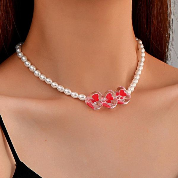 chains simple acrylic three red heart-shaped necklace fashion women's wedding clavicle chain jewelry romantic valentine's gift, Silver
chains simple acrylic three red heart-shaped necklace fashion women's wedding clavicle chain jewelry romantic valentine's gift, Silver