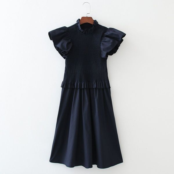 women fly shoulder dress high neck elastic smocked knee elegant chic lady vintage woman es 210420, Black;gray
women fly shoulder dress high neck elastic smocked knee elegant chic lady vintage woman es 210420, Black;gray