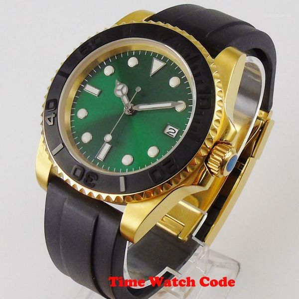 golden 40mm automatic men's wristwatch miyota 8215 nh35 no logo date indicator green dial rubber strap luminous sapphire glass wristwat, Slivery;brown
golden 40mm automatic men's wristwatch miyota 8215 nh35 no logo date indicator green dial rubber strap luminous sapphire glass wristwat, Slivery;brown