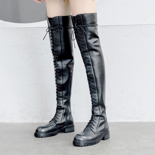 boots pxelena brand genuine leather over the knee riding knight women autumn winter lace up combat military punk goth shoes, Black
boots pxelena brand genuine leather over the knee riding knight women autumn winter lace up combat military punk goth shoes, Black
